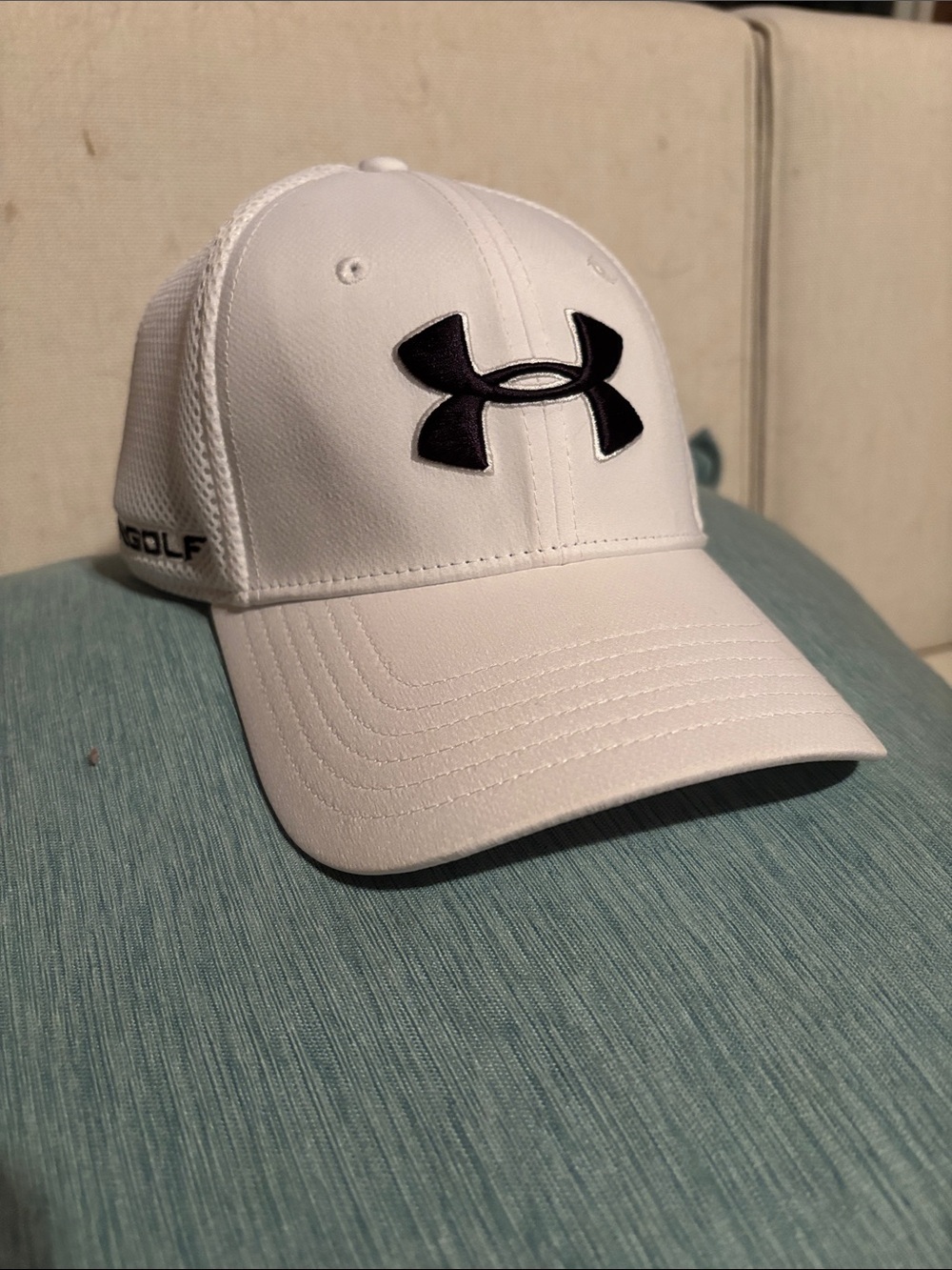 Under Armour White Mesh Back Golf Hat with Black Logo